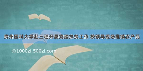 贵州医科大学赴三穗开展党建扶贫工作 校领导现场推销农产品