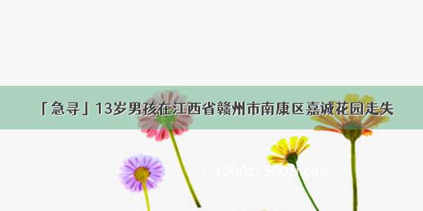 「急寻」13岁男孩在江西省赣州市南康区嘉诚花园走失