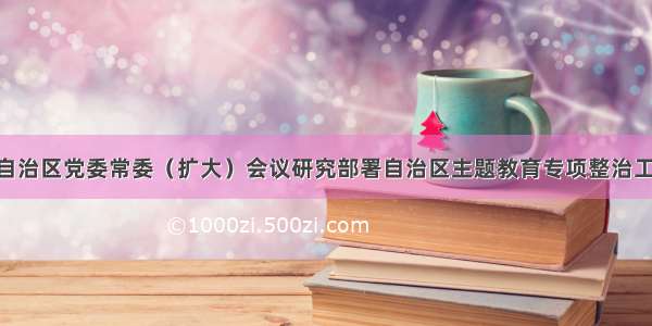 新疆维吾尔自治区党委常委（扩大）会议研究部署自治区主题教育专项整治工作 陈全国主