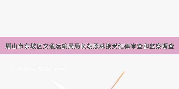 眉山市东坡区交通运输局局长胡照林接受纪律审查和监察调查