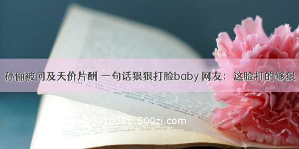 孙俪被问及天价片酬 一句话狠狠打脸baby 网友：这脸打的够狠