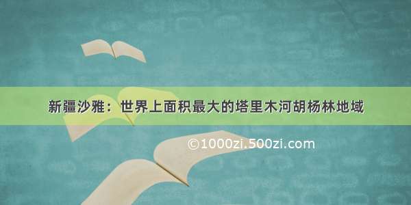 新疆沙雅：世界上面积最大的塔里木河胡杨林地域