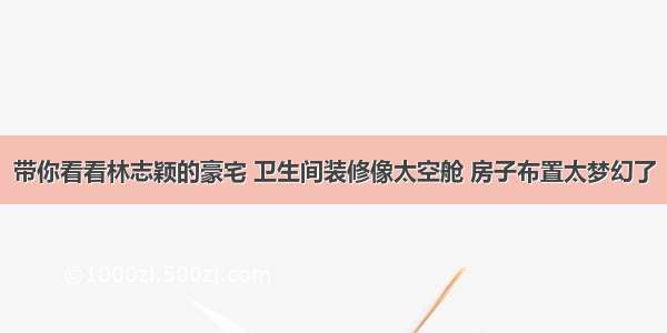 带你看看林志颖的豪宅 卫生间装修像太空舱 房子布置太梦幻了