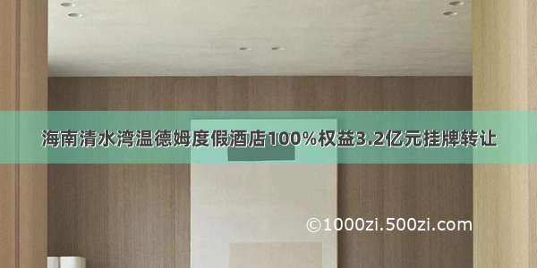 海南清水湾温德姆度假酒店100%权益3.2亿元挂牌转让
