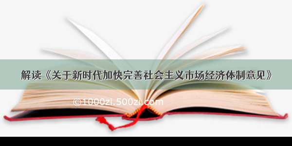 解读《关于新时代加快完善社会主义市场经济体制意见》