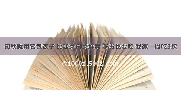 初秋就用它包饺子 比韭菜白菜鲜美 多贵也要吃 我家一周吃3次