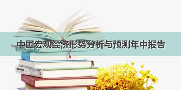 中国宏观经济形势分析与预测年中报告