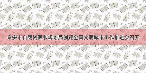 泰安市自然资源和规划局创建全国文明城市工作推进会召开