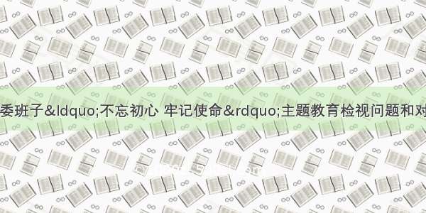 马志勇主持市委常委班子&ldquo;不忘初心 牢记使命&rdquo;主题教育检视问题和对照党章党规找差距