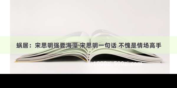 蜗居：宋思明强要海藻 宋思明一句话 不愧是情场高手