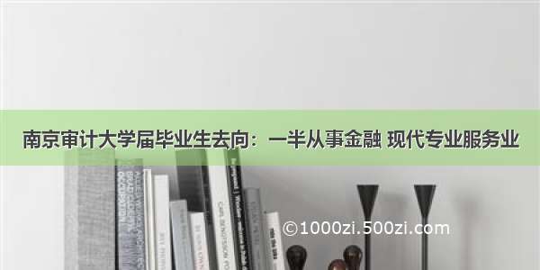 南京审计大学届毕业生去向：一半从事金融 现代专业服务业