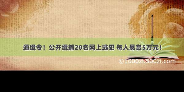 通缉令！公开缉捕20名网上逃犯 每人悬赏5万元！