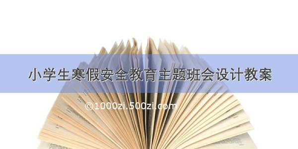 小学生寒假安全教育主题班会设计教案