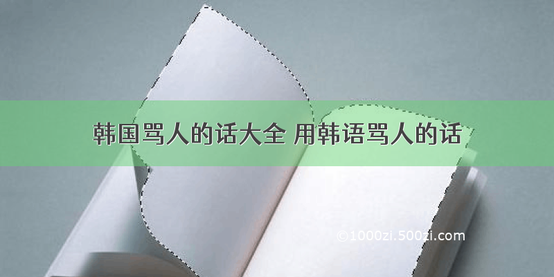 韩国骂人的话大全 用韩语骂人的话