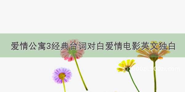 爱情公寓3经典台词对白爱情电影英文独白