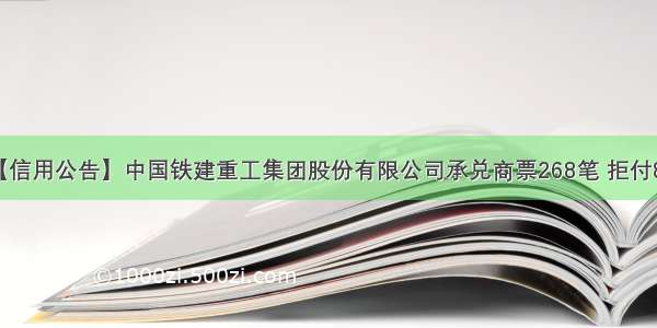 【信用公告】中国铁建重工集团股份有限公司承兑商票268笔 拒付8笔