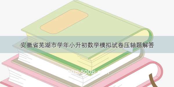 安徽省芜湖市学年小升初数学模拟试卷压轴题解答