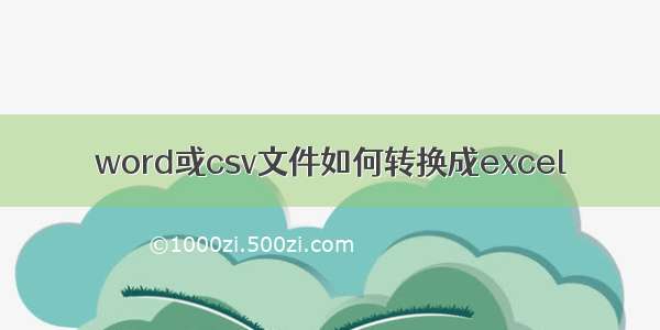 word或csv文件如何转换成excel