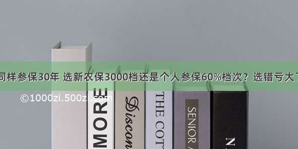 同样参保30年 选新农保3000档还是个人参保60%档次？选错亏大了