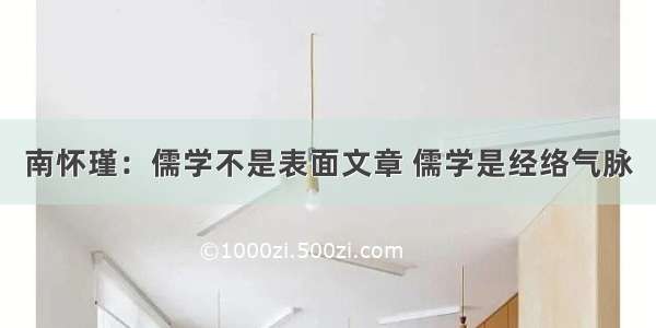 南怀瑾：儒学不是表面文章 儒学是经络气脉