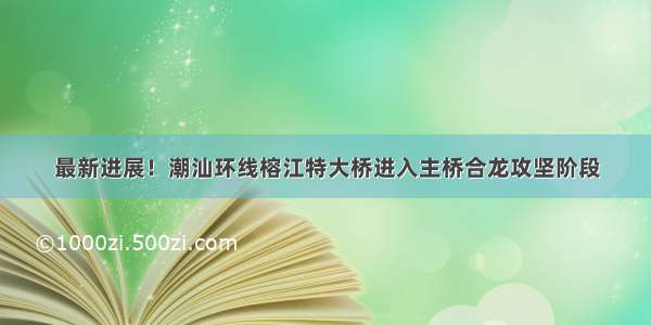 最新进展！潮汕环线榕江特大桥进入主桥合龙攻坚阶段