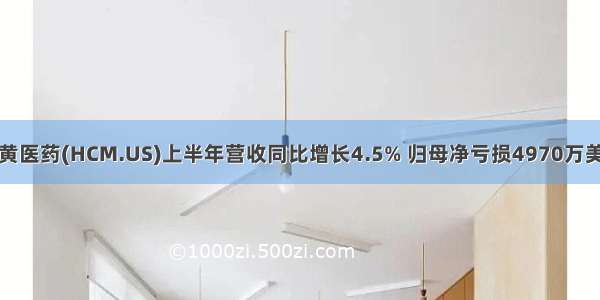 和黄医药(HCM.US)上半年营收同比增长4.5% 归母净亏损4970万美元