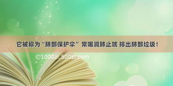 它被称为“肺部保护伞” 常喝润肺止咳 排出肺部垃圾！