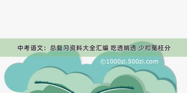 中考语文：总复习资料大全汇编 吃透啃透 少扣冤枉分