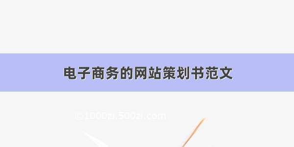 电子商务的网站策划书范文