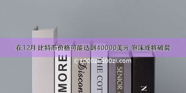 在12月 比特币价格可能达到40000美元 泡沫或将破裂