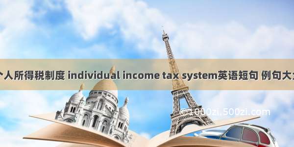 个人所得税制度 individual income tax system英语短句 例句大全