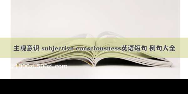 主观意识 subjective consciousness英语短句 例句大全