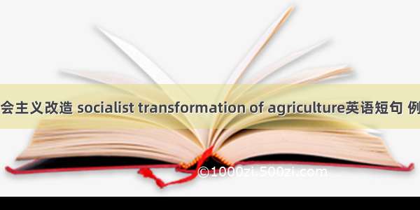 农业社会主义改造 socialist transformation of agriculture英语短句 例句大全