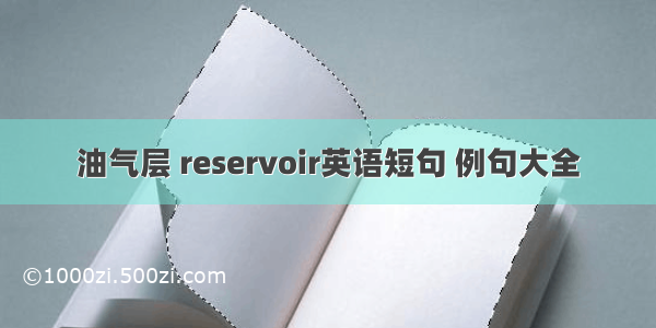 油气层 reservoir英语短句 例句大全