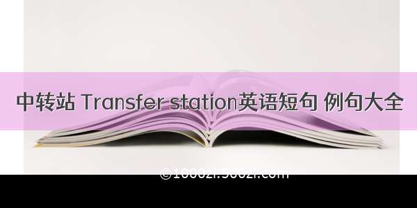 中转站 Transfer station英语短句 例句大全