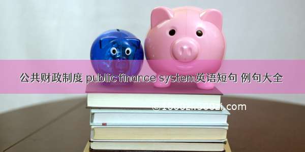 公共财政制度 public finance system英语短句 例句大全