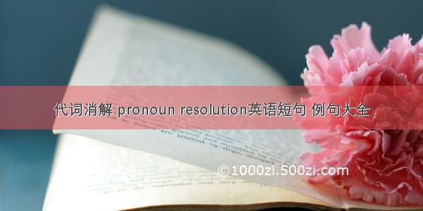 代词消解 pronoun resolution英语短句 例句大全