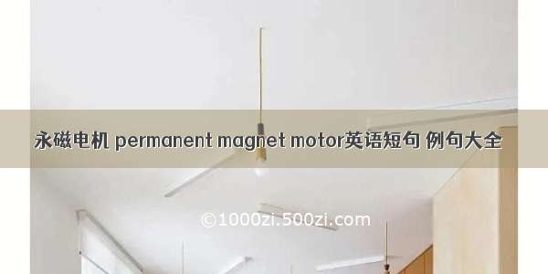 永磁电机 permanent magnet motor英语短句 例句大全