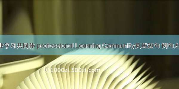 专业学习共同体 professional Learning Community英语短句 例句大全