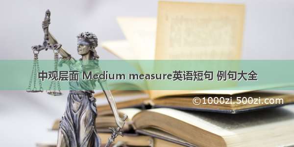 中观层面 Medium measure英语短句 例句大全