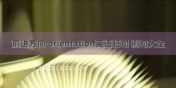 前进方向 orientation英语短句 例句大全