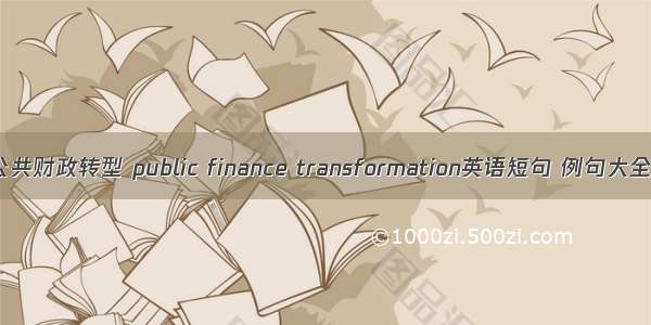 公共财政转型 public finance transformation英语短句 例句大全