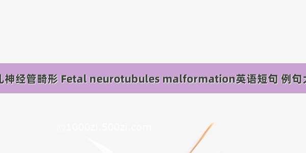 胎儿神经管畸形 Fetal neurotubules malformation英语短句 例句大全