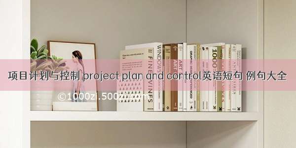 项目计划与控制 project plan and control英语短句 例句大全