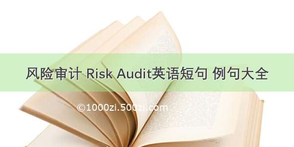 风险审计 Risk Audit英语短句 例句大全