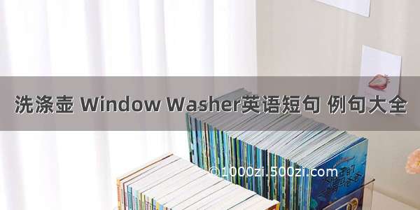 洗涤壶 Window Washer英语短句 例句大全