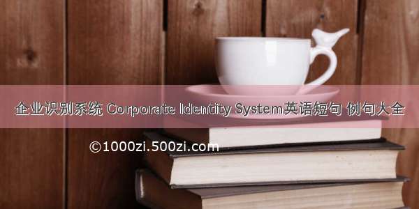 企业识别系统 Corporate Identity System英语短句 例句大全