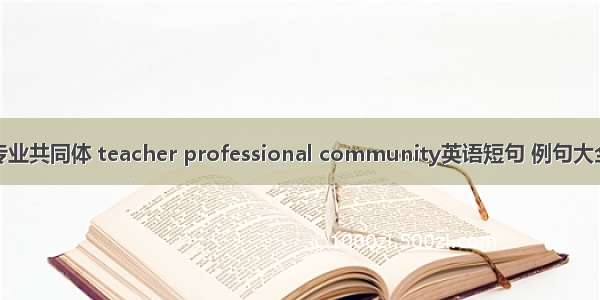 专业共同体 teacher professional community英语短句 例句大全