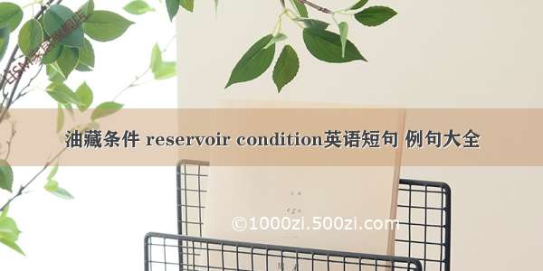 油藏条件 reservoir condition英语短句 例句大全