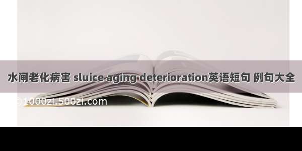 水闸老化病害 sluice aging deterioration英语短句 例句大全